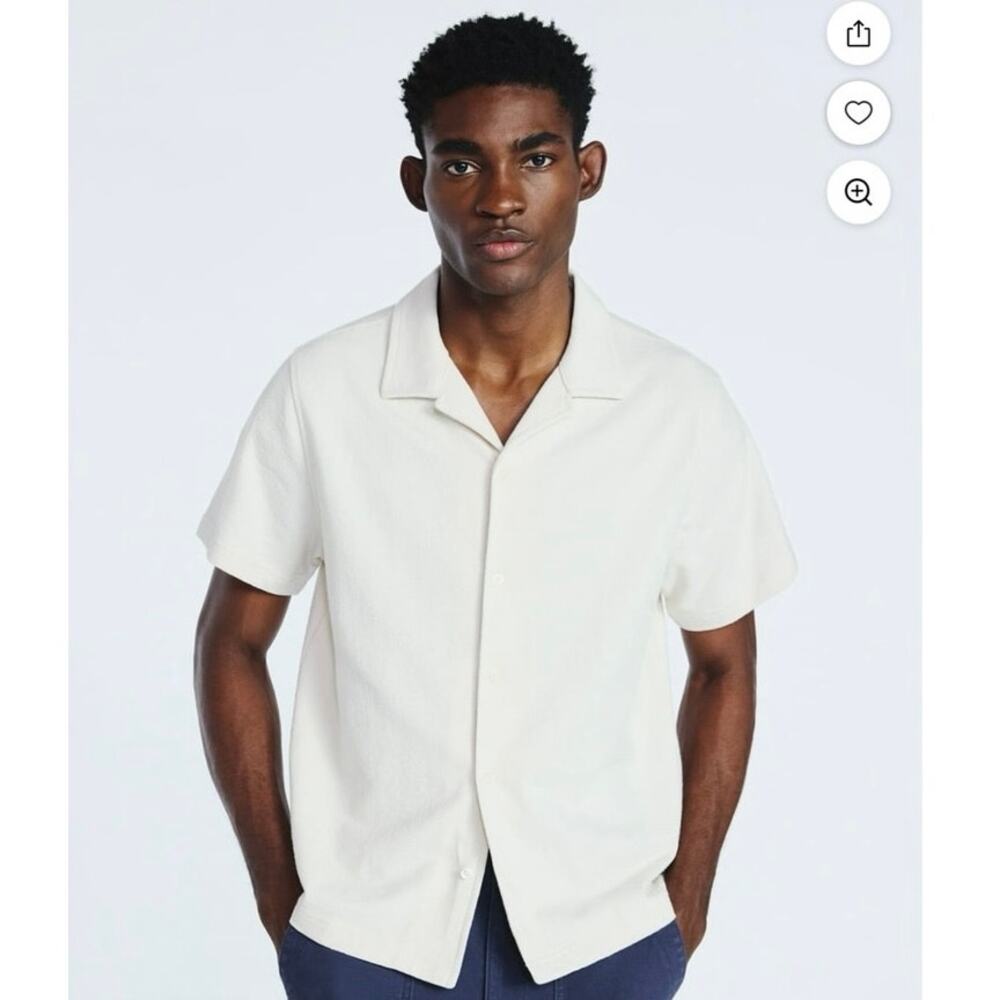 Free Assembly Almond‎ Textured Cotton Camp Short Sleeve Shirt Size Large